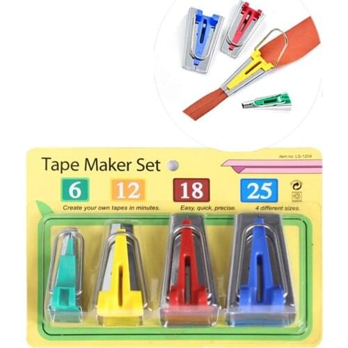 Sewing Fabric Bias Tape Maker Set of 5Sizes 6mm 9mm 12mm 18MM 25MM DIY Binding Quilting Tool