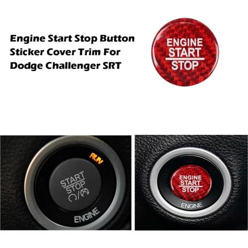Car Carbon Fiber Sticker on Engine Start Stop Button Cover Sticker for Dodge Challenger 2015-2020