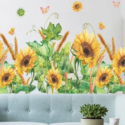 Sunflower Wall Stickers for Living room Bedroom Sofa TV Background Wall Decor Room Decoration PVC Decals Home Decorative
