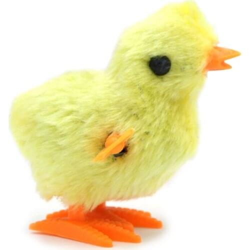 HX5D 8cm/3inch Novelty Plush Chicken Soft Cotton Miniature Stuffed Tiny Wind-up Plush Doll with Pecking Move Mini Plush Toy