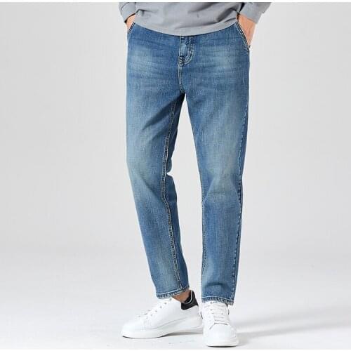 Autumn Fashion New Mens Straight Harem Pants Loose Trend All-match Comfortable Stretch Classic Blue High Quality Cotton Jeans