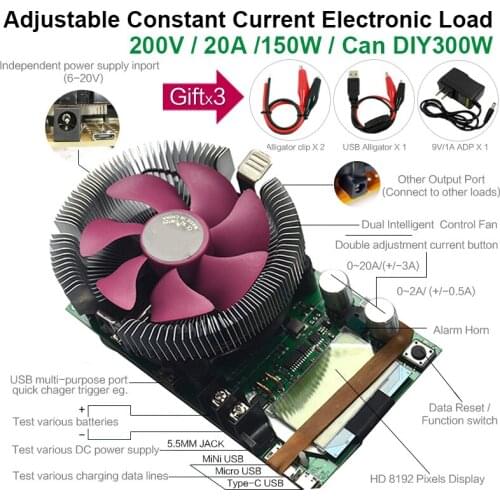 V 150 W Adjustable Constant Current Electronic Charging Battery Tester 12v24v48v Lithium Lead Acid Discharge Capacity Counter