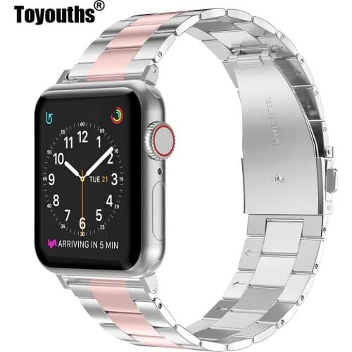 Toyouths Stainless Steel Strap for Apple Watch Band 38mm 42mm 2019 Metal Men Women Sport Watchband for iwatch series 5/4/3/2/1
