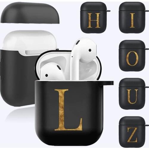 AirPod Cases For Apple Airpods 1st /2nd Generation Gold Initial Letter series pattern Bluetooth Wireless Earphone Silicone Cover