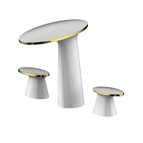 3 Holes widespread 8" Oval Handles Bathroom waterfall lavatory Sink Faucet mixer tap deck mounted gold white Color