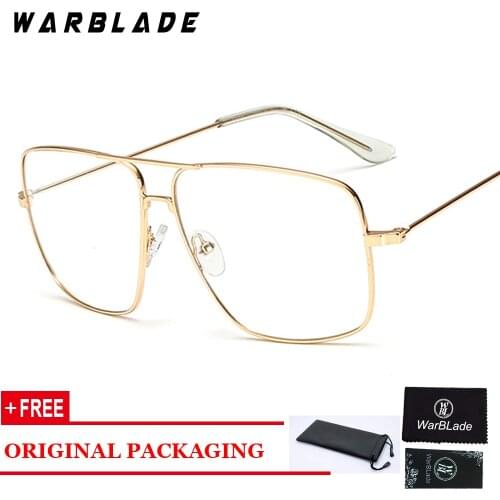 2018 Retro Gold Metal Frame Sunglasses Brand Clear Lens Glasses Square Vintage Myopia Sun Glasses for Men Business Sunglass