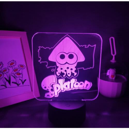 Splatoon 2 Game Mark LOGO Squid 3D Lava Lamps Led RGB Neon Battery Night Lights Bed Room Colorful Table Desk Decoration For Home