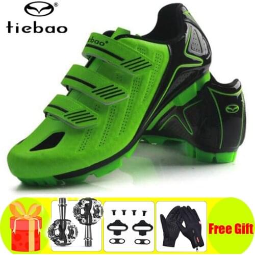 Tiebao Sapatilha Ciclismo Mtb SPD Pedals Women Men Cycling Sneakers Self-locking Breathable Non-slip Cleats Riding Mountain Bike