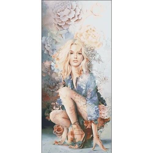 Victoria Sexy Fashion Lady Girl Woman Maid Clear Picture Top Quality Cross Stitch Kits 14CT Unprinted Embroidered Handmade Art