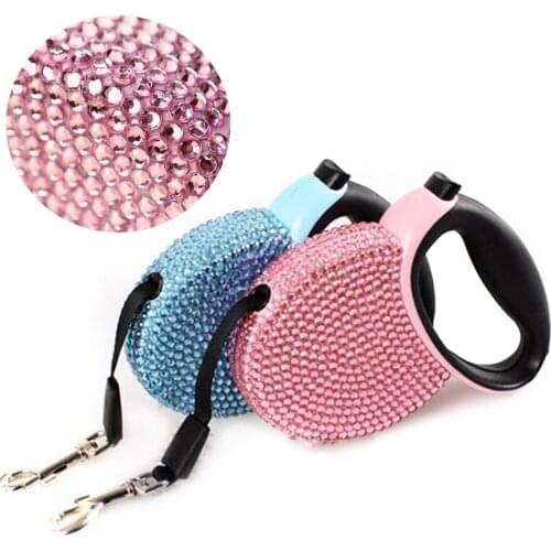 Retractable Pet Dog Leash Automatic Rhinestone Bling Crystal Dog Puppy Pet Lead Leash 3M Nylon Cat Leash Belt Pet Supplies