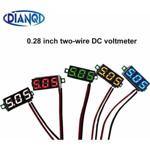 0.28 inch two-wire DC voltmeter 2.4-30V small digital voltage meter LED digital display adjustable