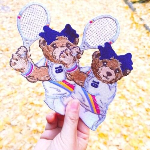 1 piece embroidery small cute white bear patch,embroidered bears badges,patches appliques for clothing A21921