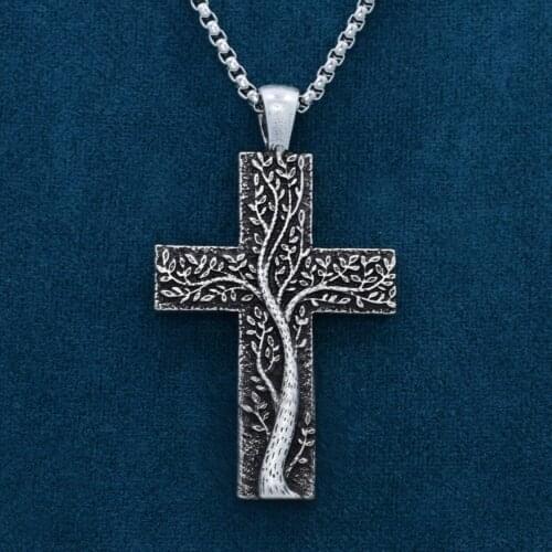 12PCS Tree Of Life Cross Necklace With Pendant Jesus
