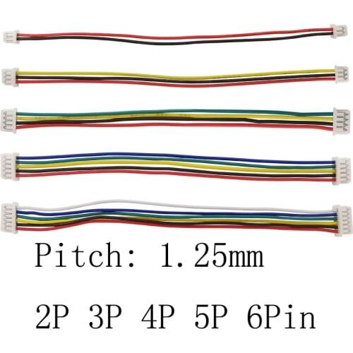 20/10/5Pcs JST 1.25mm 2 P 3 P 4 P 5 P 6 Pin Female to Female Double end Electronic Wire Connector Cable Length 10/15/20/30CM