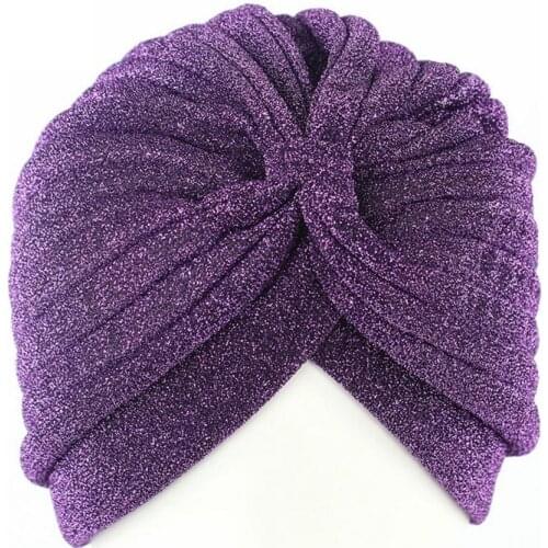 360pcs/lot solid golden metallic thread Turban Head Wrap Band Sleep Hat Chemo Bandana Pleated Indian/Turban india hat
