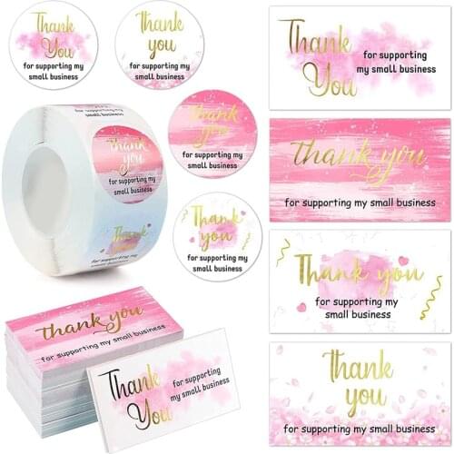 50Pcs Flowers Thank You for Supporting My Small Business Card Gift Thank You Card Baking Cake Package Decor Wedding Party Gift