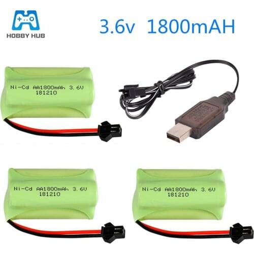 2/3/4PCS NI-CD 3.6v 1800mah AA battery for RC car boat RC toys Electric toys lighting 3.6 v Rechargeable Battery nicd 1800mah