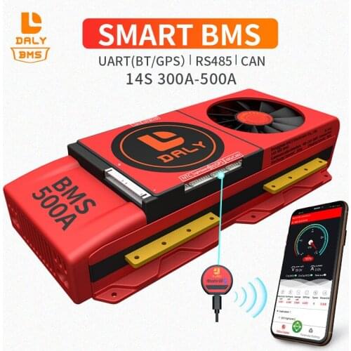 14S 42V battery pack 18650 smart bms 14s lifepo4 48V 300A 400A 500A common port with uart rs485 CAN with FAN balance for solar
