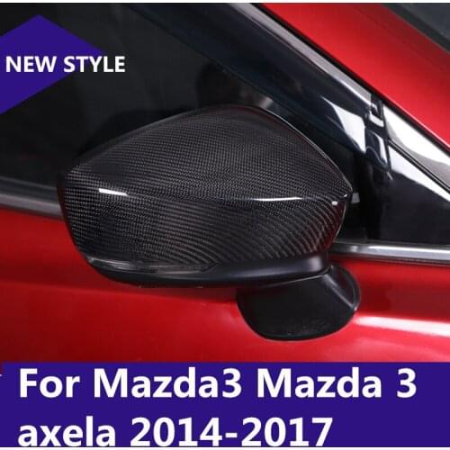 Carbon fiber Car Rear-view Mirror Covers Shell Rearview Mirror Edge Guards Cover For Mazda3 Mazda 3 axela 2014-2017