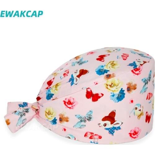 Surgicals cap cotton super deer hero printing nurses hat accesorios medicos hats dental beauty salon working bouffant scrub caps