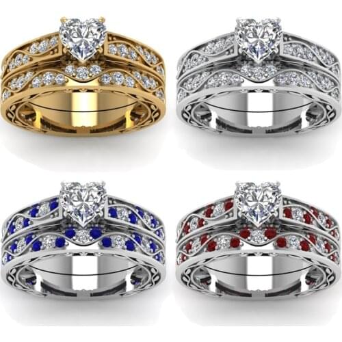 FDLK Luxury Fashion Women Four Colors Rings Inlaid Rhinestones Ring Bridal Wedding Bands