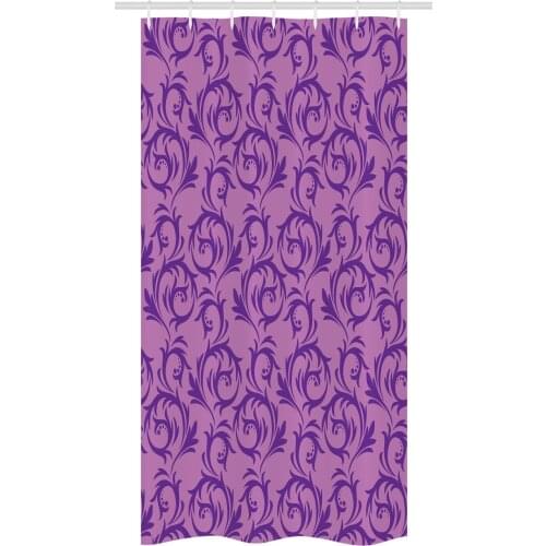 Violet Swirls Shower Curtain Set Abstract Modern Ivy Curls Art Waterproof Fabric Narrow Bath Curtain Bathroom Decor with Hooks