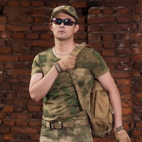 US Army Summer Breathable Military Top Elastic Men Tactical Uniform Wild Hunter Short Sleeve Camouflage TShirt Loose Outdoor Top