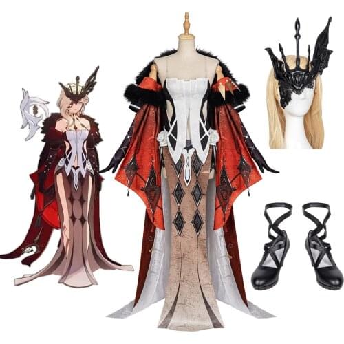 Genshin Impact Signora The Fair Lady Cosplay Costume Signora Dress Coat Mask Shoes Full Set Custom Made