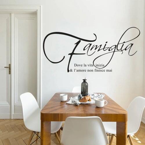 Italian Family Quote Vinyl Decals Where life begins love never ends Lettering Wall Art Sticker Home Interior Decoration AZ949