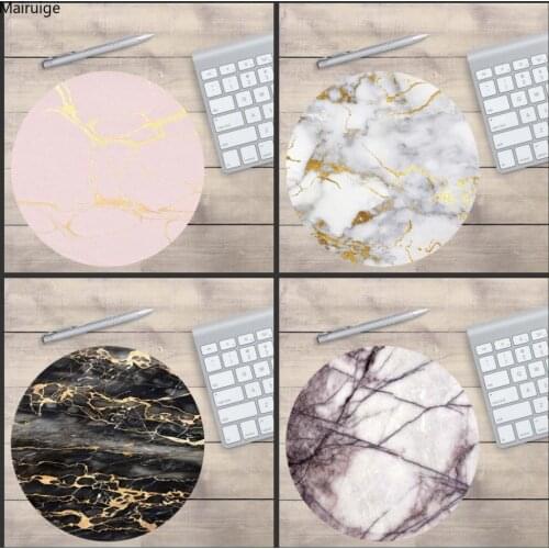 Mairuige Rose Gold Pink on Marble New Small Size Round Mouse Pad Non-Skid Rubber Pad 200X200X2mm and 220X220m Laptop Desk Mat