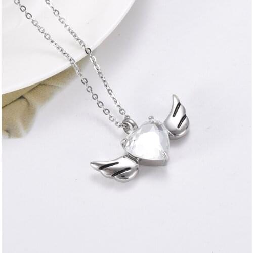 Angel Wing With Big Bar Crystal Ashes Urn Necklace For Pet/Human Ashes Cremation Urns Pendant Necklace Newest In 2018