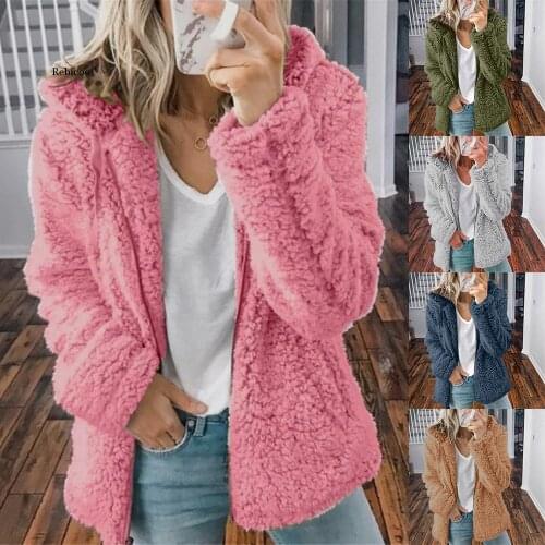 Hoodie Women Autumn Winter Jacket Female Coat Causal Soft Hooded Fleece Plush Warm Plus Size Faux Fur Fluffy Zipper Top Sudadera