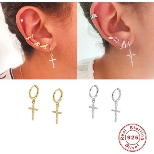 Fashion 925 Sterling Silver Hoop Earrings For Women Zircon Earrings Pendientes birthday present Couple Gift Exquisite Jewelry
