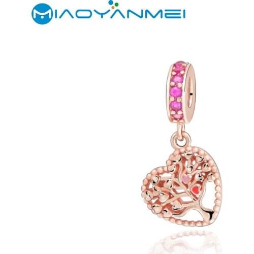 Fashion Jewelry 925 Sterling Silver Beads Tree of Love Dangle Charm Fit Original Pandora Bracelets Women DIY Gift