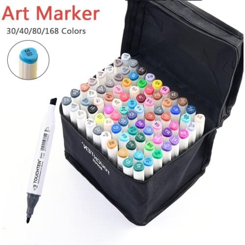 30/40/60/168 Colors Dual Tip Art Markers Pen Set Sketching Alcohol Based Oily Pen For Artist Drawing Manga School Art Supplies