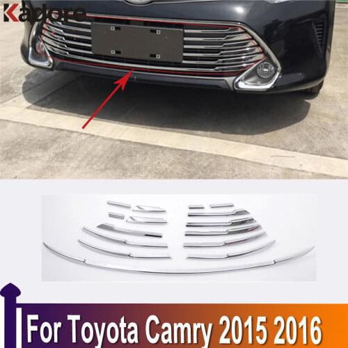For Toyota Camry 2015 2016 ABS Chrome Front Center Grill Grille Cover Racing Radiator Grills Strips Sticker Car Protector Trim