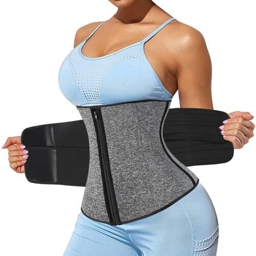 Neopren Waist Trainer for Women Workout Plus Size Trimmer Belt Sauna Sweat Corset Cincher with Zipper Slimming Body Shaper