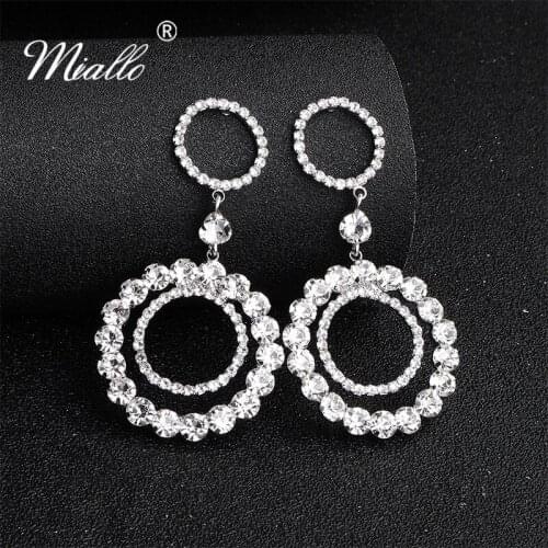 Miallo 2019 Newest Fashion Wedding Crystal Drop Earring Women Bridal Dangler for Bride Bridesmaids Rhinestone Earrings