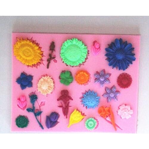 New Flowers silicone fondant cake molds soap chocolate mould for the kitchen baking Sugarcraf FM002