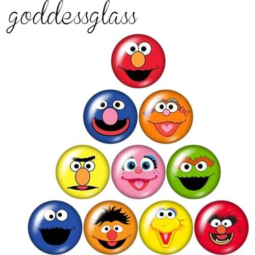 New Sesame Street Elmo Cookie Monster 10pcs mixed 12mm/18mm/20mm/25mm Round photo glass cabochon demo flat back Making findings
