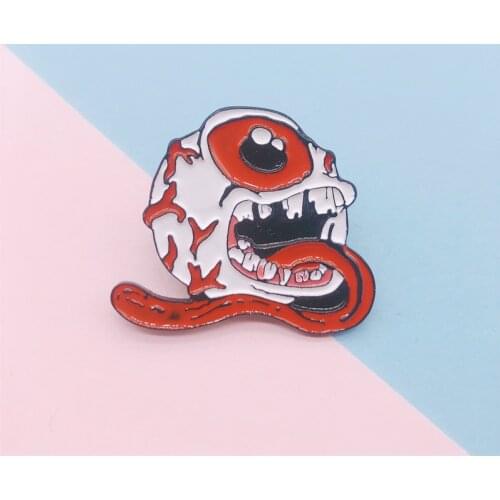 Exaggerated Punk Horror Halloween Eyes Eyeball Tongue Enamel Brooch Pin Alloy Badge Clothes Bags Accessories Jewelry Gifts