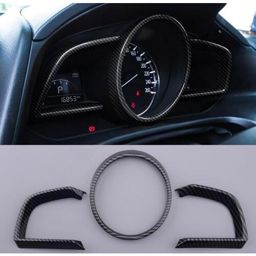 3pcs/set Carbon Fiber Look Dashboard Interior Instrument Frame Trim Fit For Mazda 3 Sedan Hatchback 2014 2015 2016 2017 2018
