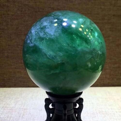 MOKAGY Natural Clear Green Fluorite Quartz Sphere Healing Crystal Stone for FengShui 110mm-120mm 1pc