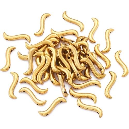 50Pcs Tibetan Style Alloy Spacer Bars Antique Silver/Golden Color Spacer Beads Connectors For Jewelry Making 18x5.5x2mm Hole 1mm