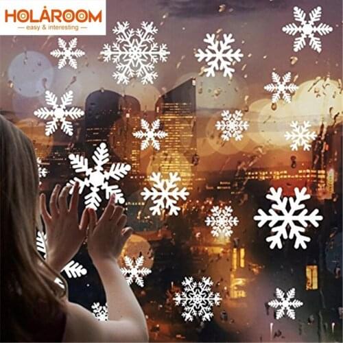 Christmas Snowflake Window Sticker Winter Wall White Stickers Kids Room Christmas Decor 27 Snowflake Stickers for Home New Year