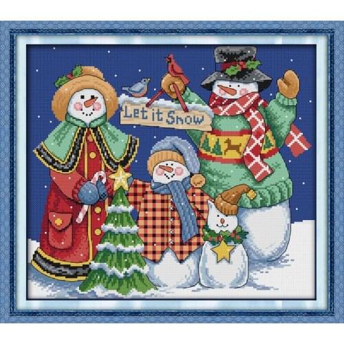 Christmas snowman cross stitch kit 14ct 11ct count print canvas stitching embroidery DIY handmade needlework