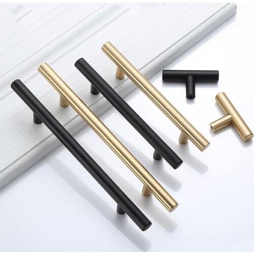 Black Golden Cupboard Handle Brushed Stainless Steel Kitchen Cabinet Door Knob Furniture Drawer Pull Hardware Pulls Bar Handle