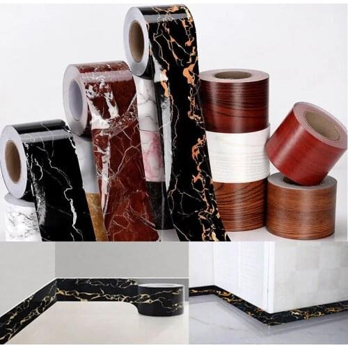 5M Self-Adhesive Baseboard Waterproof Living Room Bathroom Border Rustic Tile Wall Stickers Wallpaper Borders Home Decoration