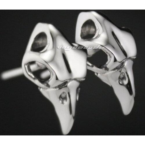 Eagle Hawk Skull 925 Sterling Silver Mens Biker Rocker Stud Earring 8M001