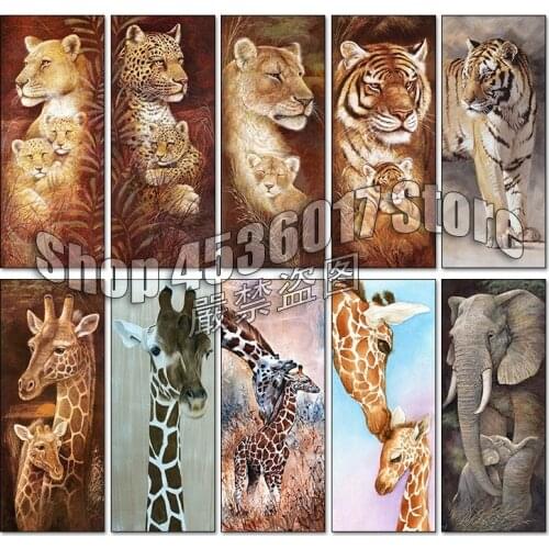 Tiger lion giraffe elephant 5d Diy Diamond Painting Cross Stitch Diamond Embroidery Mosaic Full Rhinestone Gifts Wall Stickers